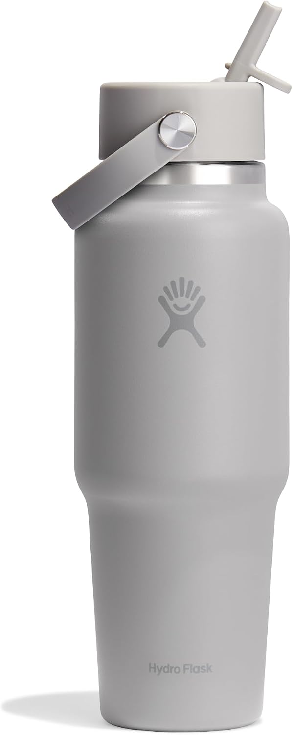 HYDRO FLASK - Travel Bottle 946 ml 32 oz - Insulated Stainless Steel Water Bottle with TempShield Vacuum Insulation and Leakproof Flex Straw Cap - Fits Most Cupholders - Birch