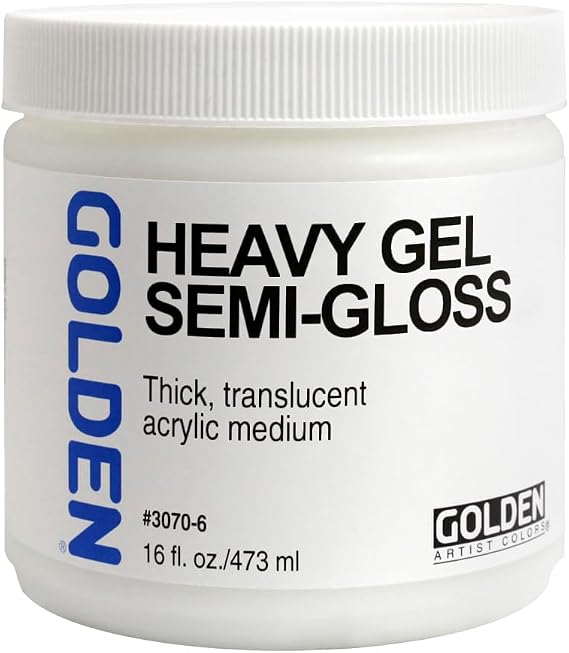 GOLDEN Artist Colors Heavy Gel Semi-Gloss, 16 fl. oz. Jar | Artist grade thick translucent acrylic medium; thickens, extends colors, and alters sheen. Semi-Transparent
