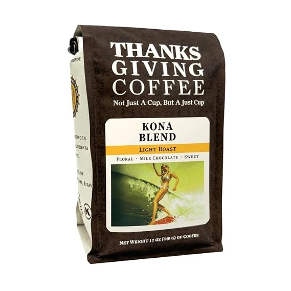Thanksgiving Coffee - Kona Blend - Light Roast-Whole Bean-12 oz