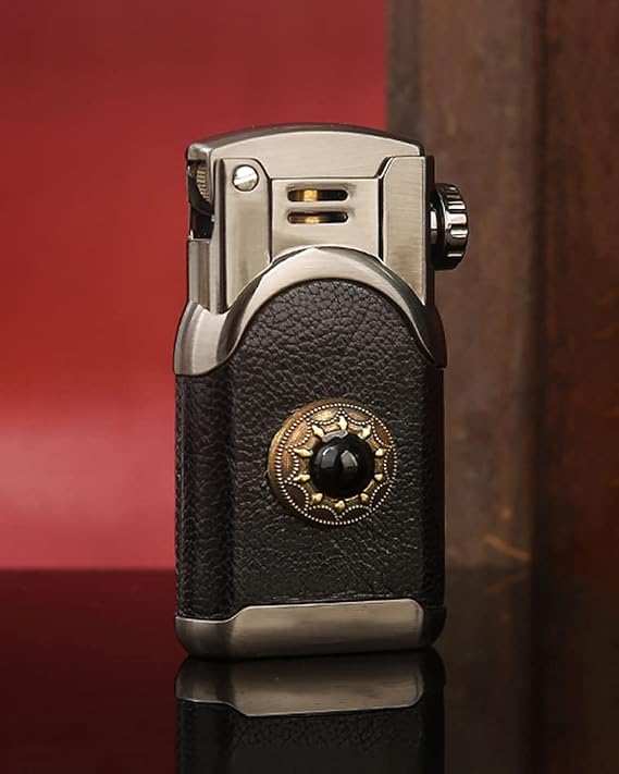 Kerosene Lighter Embossed Retro Windproof Reusable Collection-Decor-Gift (Black)