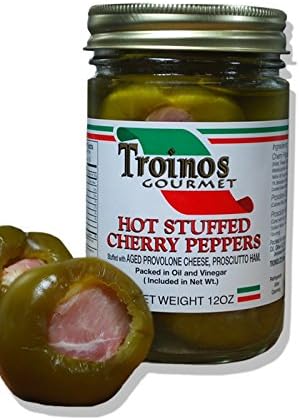 Troino's Gourmet Hot Stuffed Cherry Peppers with Prosciutto & Provolone, 12 Ounce
