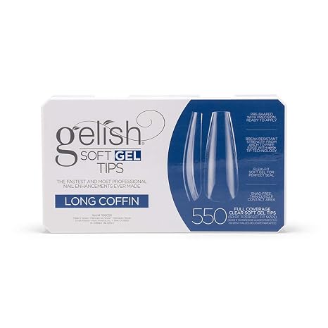 Gelish Soft GelTM Tips - 550 Count Professional Quality Press on Nails Extension for Strong, Long-Lasting Manicures Easy Application, Natural Look, Pre-shaped False Nail