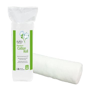 ForPro Professional Collection Premium Cotton Roll for Cosmetic Application and Product Removal, White, 12 Wide, 1 Lb.