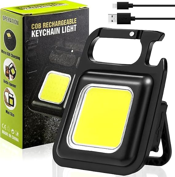 WellHise Mini Taşınabilir Led Çok Fonksiyonlu Fener, Yüksek Lümen, COB Anahtarlık, Dış Mekan İçin Şarj Edilebilir Acil Durum Işığı, Mini Kamp Feneri [Enerji Sınıfı A+++]