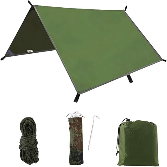 Mamamax 3mx3m Hammock Rain Fly Tent Tarp Waterproof Windproof Camping Tarp Army Military Combat Basha Shelter Poncho Camo Portable Sunshade for Outdoor Travel Beach