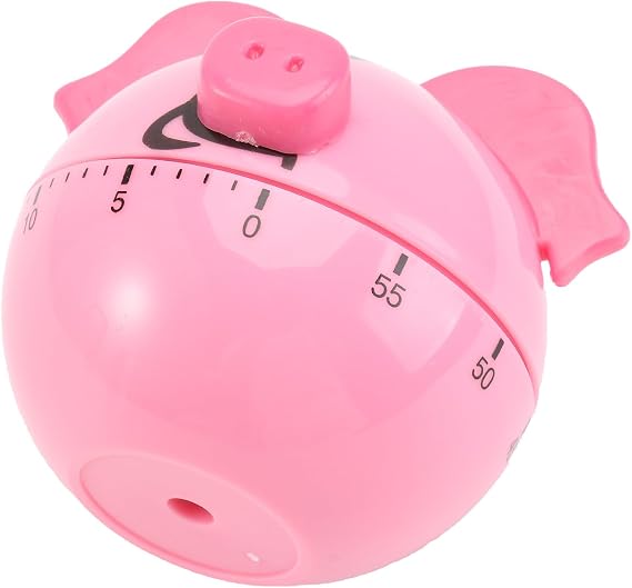 Mechanical Kitchen Timer for Cooking Time Control Pink Pig Shaped