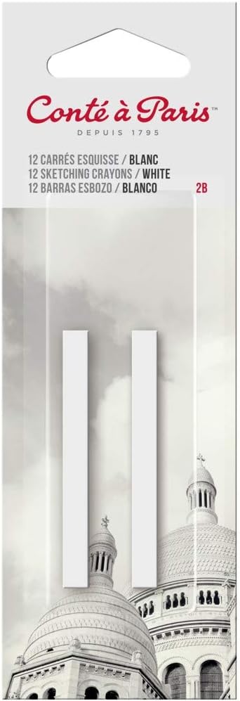 Conte a Paris 2B 2 Count Sketching Crayons, White, 2.5X.25 inches