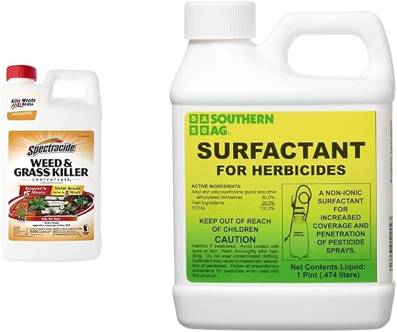 Spectracide Weed & Grass Killer Concentrate, Use On Driveways, Walkways and Around Trees & Flower Beds, 64 fl Ounce & Southern Ag Surfactant for Herbicides Non-Ionic, 16oz, 1 Pint