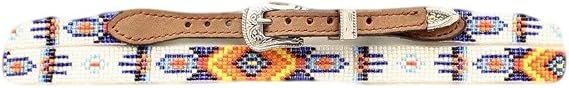M&F Western Products Multicolor Embroidered Hatband with Genuine Leather Tabs, 27" x 3/8"