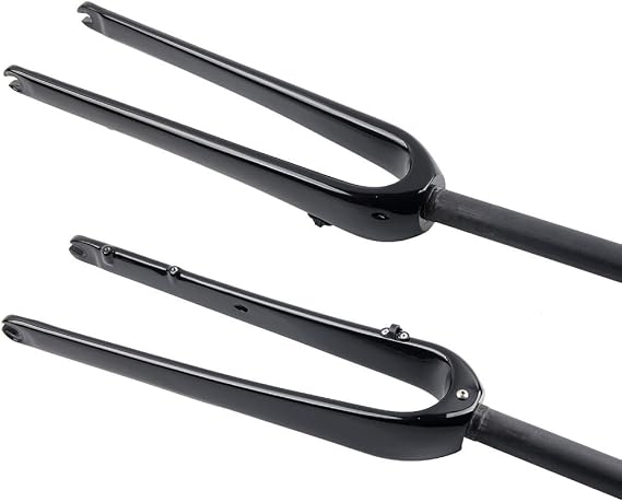 700C Gravel Fork Carbon Fiber Road Bike Rigid Fork 1-1/8'' Straight 9mm QR Disc Brake Bike Fork Lightweight(Glossy Black)