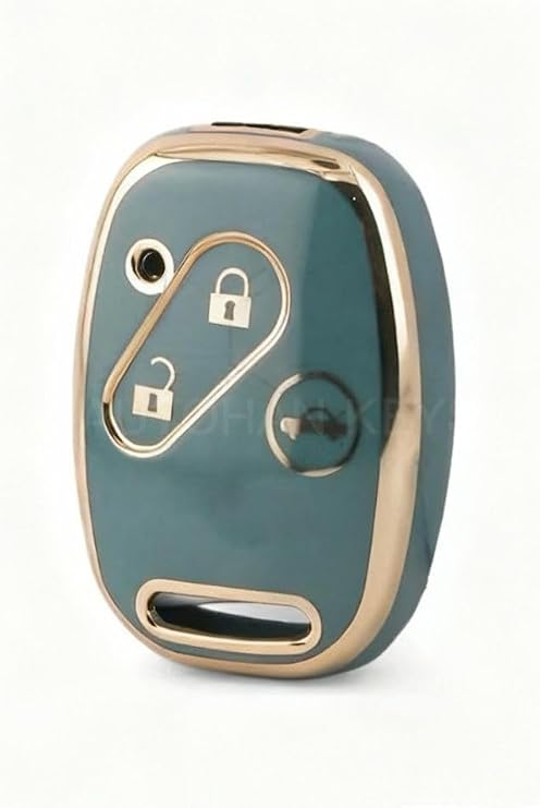AutoHan Keys Honda Civic Fd6, Crv, Accord 3 Buton Nano Anahtarlık Kılıfı, Gri ve Gold Renk, Premium Koruyucu Kaplama