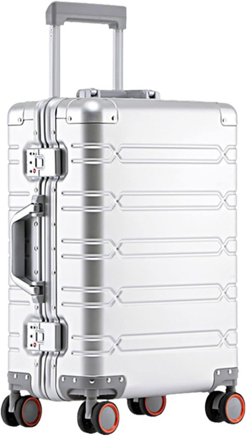SZYAWssxl Hard Case Luggage All Aluminum Magnesium Alloy Trolley case Universal Wheel Aluminum Alloy Luggage Metal Box Password Boarding case Hard Box