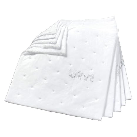 3M Petroleum Sorbent Pad HP-255, White, 17" Length x 19" Width, Pack of 50 | High Capacity