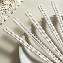 5 Pairs Chopsticks-Reusable Chopsticks Dishwasher Safe, 9.57 inch24.3cm Fiberglass Non-Slip for Family Restaurant Chinese Japanese Korean Chop Sticks, White