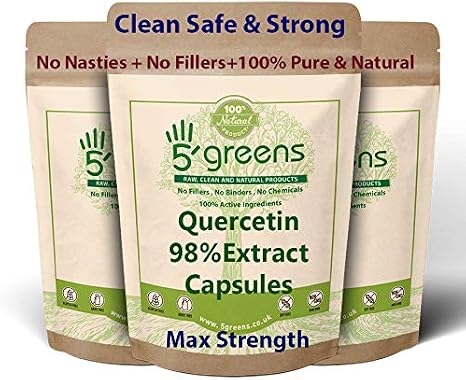 Quercetin 500mg Capsules 98% Extract 120 Vegetarian Capsules, 100% Natural - NO Chemicals or SYNTHEIC FILLERS OR Binders