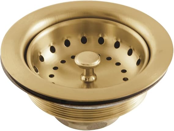 Kingston Brass K111BBB 3-1/2" Kitchen Sink Basket Strainer, Brushed Brass