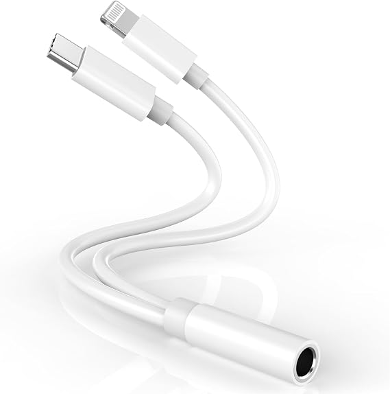 [Apple MFi Certified] 2-in-1 iPhone Headphone Adapter, Lightning/USB Type C to 3.5 mm Headphone Jack Adapter, iPhone Aux Adapter Converter Dongle Audio Cable for iPhone 17 16 15 14 13 12 11 XS XR X 8