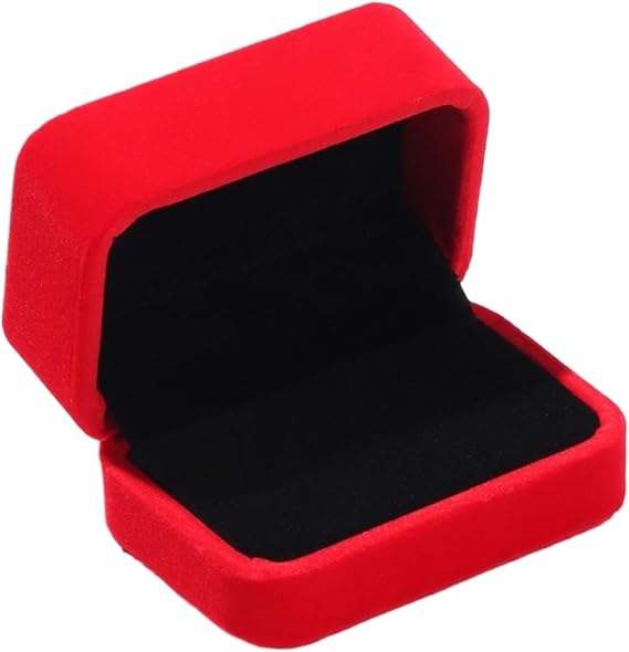 Ring Box Engagement Durable Wedding Square Velvet Jewelry Case Storage Box Display Box Couple Double Ring Box Jewellery Box(Red)