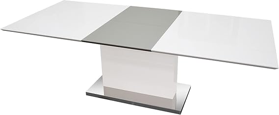 Best Master Furniture U626T Alaskan Extendable High Gloss Wood Dining Table in White/Gray