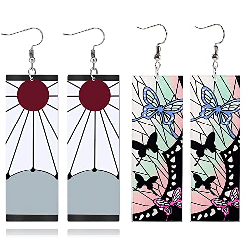 Tanjiro Earring Anime Tanjiro Cosplay Earrings Ear clip Kimetsu No Yaiba Hanafuda Halloween For Men Women Earrings