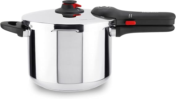 Magefesa EasyClick 6.3-Quart Stainless Steel Pressure Cooker Easy One-Hand Opening, 2 Cooking Modes, Works on All Stovetops