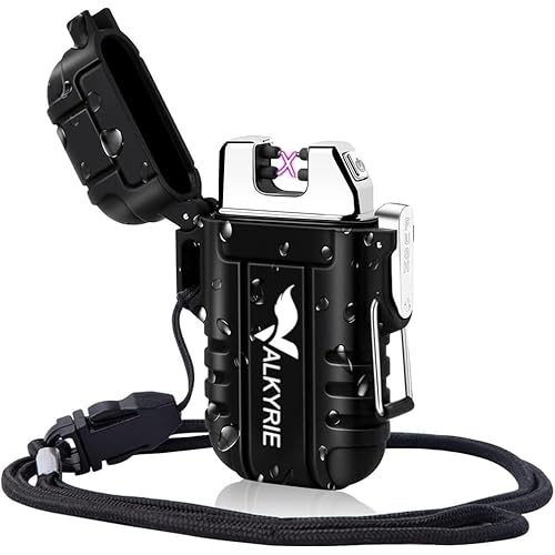 Valkyrie Waterproof Rechargeable USB Lighter Dual Arc Gas Free Plasma Electric Flameless Lighter Black