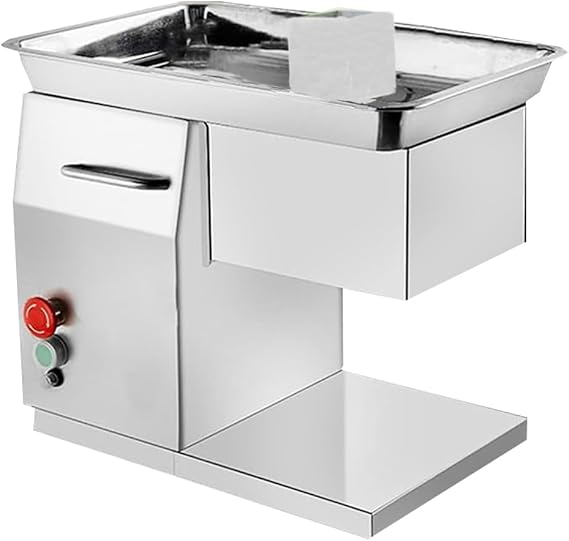 3mm Meat Cutting Machine Commercial Meat Cutter Machine Meat Slicer for Kitchen Resturant Stainless Steel 550lb/h QX Chimney Type