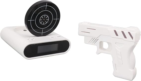 LED Display Shooting Tool Alarm Clock with Interesting Ringtones Customization, 5V Destination Desk Clock, Desk Clock
