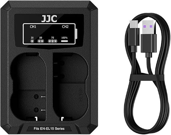 JJC EN-EL15 Battery Charger for Nikon Z6 III II Z7 II Z5 II D850 D780 D750