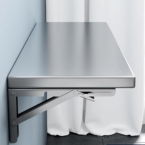 Wall Mounted Folding Concession Shelf Stainless Steel Drop Down Serving Shelf for Food Trucks Kitchens Trailers Restaurants & Garages (60x40cm) Space Saving Design & Dura