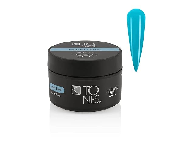 TONES Fashion Gel - Premium, Long-Lasting LED or UV Poly Nail Gel - 7-Free - Quick-Curing Nail Art and Nail Design Overlay or Nail Sculpting - (1.89 Oz, Aqua Blue)