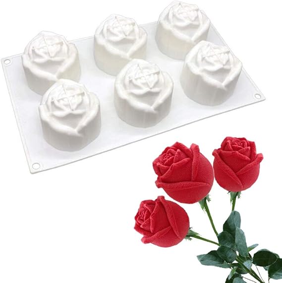 FOUR-C Silicone Mold for Baking Rose Shape Upgraded Edition Mold Chocolate Mousse Cake Dessert Molds Rose Candle Mould Floral Soap Mould