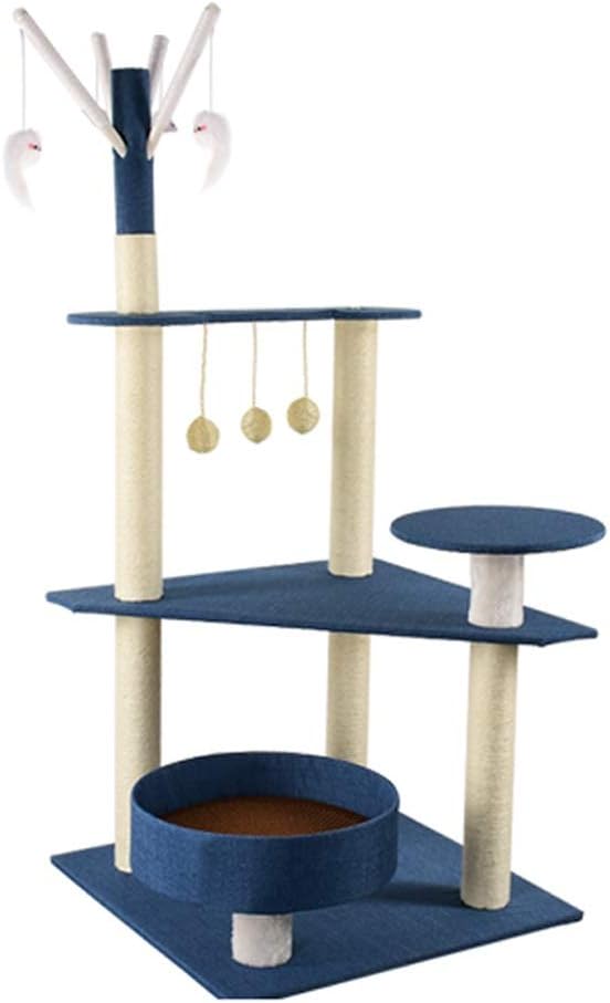 Cat Climbing Frame 48.03 Inches Cat Climbing Frame with Platform Nest Scratching Posts for Indoor Activity Relaxing Cat Tree Condo Cat Tower Condos Navy blue