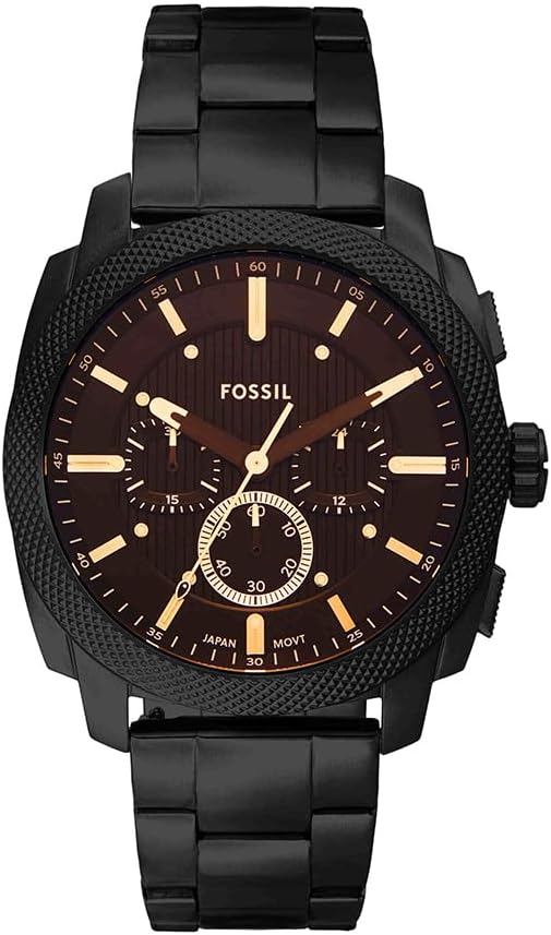 Fossil New Machine Watch for Men, 44mm Quartz Chronograph Movement with Stainless Steel or Leather Strap