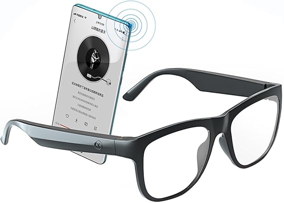 GS01 Smart Bluetooth Sunglasses, Audio Sunglasses With Speaker,Polarized lens, Touch Control, Open Ear Music and Hands-Free (Black)