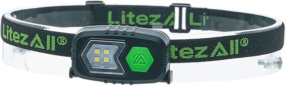 LitezAll Ultralite LED Headlamp | 60 Lumen Hands-Free Lighting | Lightweight Craft & Hobby Light | 12+ Hour Runtime | CR2032 Batteries Included