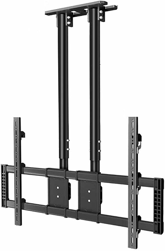 Ceiling TV Stand - Tv Wall Mount,Fits 60-120inch TV Double Bar Adjustable Tilt TV Bracket,Adjustable Height Telescoping Lift,Hanging Roof Bracket,5 To -25° Pitch Ceiling TV Mo