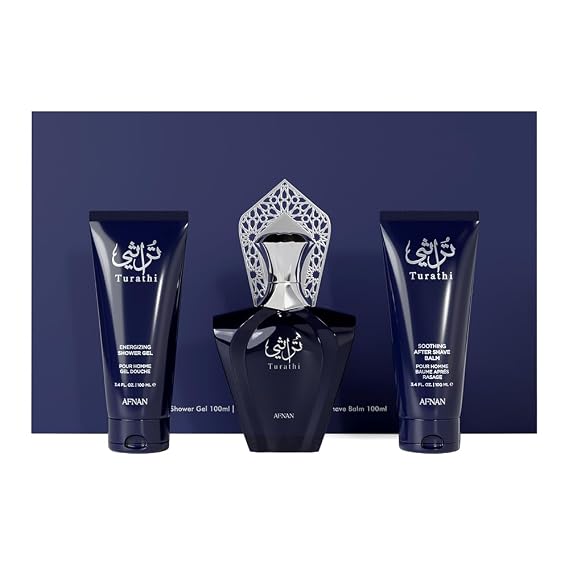 Afnan Turathi Homme Blue Gift Set Eau De Parfum + Shower Gel + After Shave Luxurious Perfume Gift Set For Men