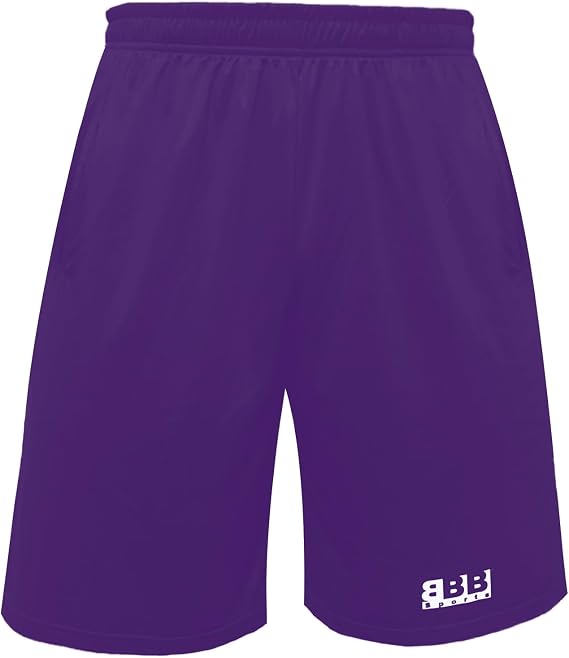 BBB Sports Wicking Training Short w/Covered Elastic Waistband Drawcord Inside Purple