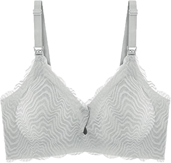 Women’s Lace Breast-Feeding Bra with Open Buttons and No Rims - Comfortable, Supportive, and Stylish (Grey-1PC,2XL)