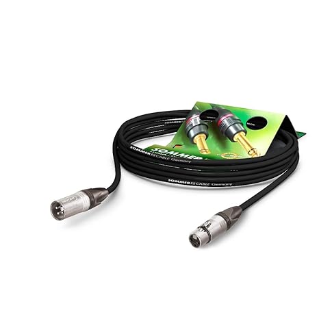 SOMMER CABLE Kablo Mikrofon Source MKII Highflex XLR 3-Pin Erkek Neutrik NC3MXX/XLR 3-Pin Dişi Neutrik NC3FXX, Velcro Kayışlı, Siyah 3m Siyah