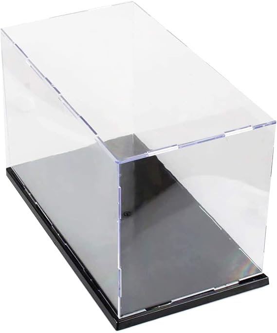 Acrylic Box with Matte Black Base, Fully Assembled Clear Acrylic Display Case, Preassembled Display Case,30cmx40cmx20cm