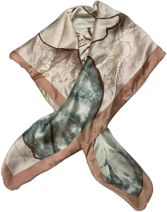 Fashion Women's Scarves, Luxury Silk Shawl Wraps,Headscarf, Camellia Flower Printed Silk Scarf, Women's Spring and Summer Versatile Travel Sunscreen Scarf