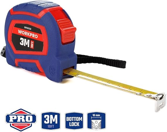 WORKPRO WP261008 3Mx16mm/10Ft. Nylon Coating Yellow Steel Strip Meter