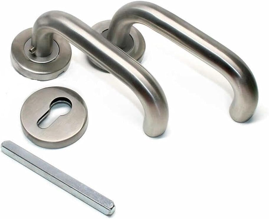 EYM Arpat 304 Paslanmaz Çelik Baston Rozetli Kapı Kolu, Inox, Yale Uyumlu
