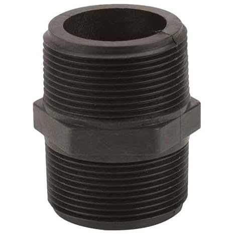 Banjo NIP150-SH Polypropylene Pipe Fitting, Short Nipple, Schedule 80, 1-1/2" NPT Male, 2-1/2" Length