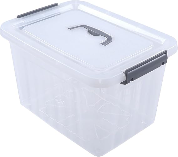 12 Qt Storage Container with Lid, 1 Pack Latching Box with Handle