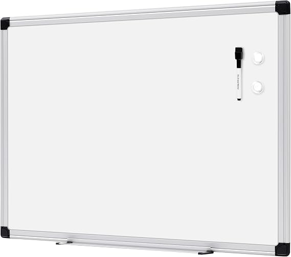 Amazon Basics Magnetic Dry Erase Whiteboard, 24" x 18", Aluminum Frame, Silver/White, Presentation Board for Writing Notes