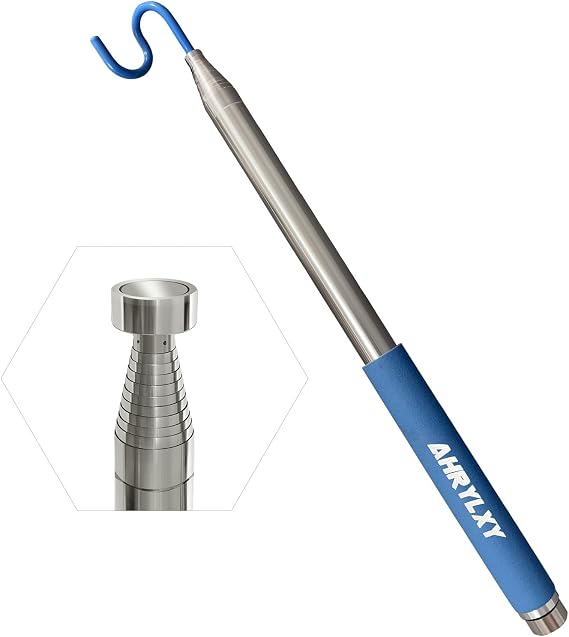 Telescoping Pickup Tool Magnetic Pole with Hook, 10 FT Push Pull Rod