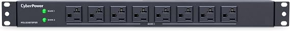 CyberPower PDU30BT8F8R Basic PDU, 100 125V/30A (Derated to 24A), 16 Outlets, 12 Foot Power Cord, 1U Rackmount